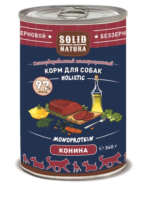 Solid Natura Holistic (Солид Натура Холистик) Консервы для взрослых собак с кониной 340 г