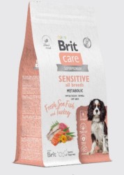Brit Care (Брит Кэа) Adult Sensitive Metabolic Сухой корм для взрослых собак с чувствительным пищеварением для обмена веществ с морской рыбой и индейкой 1,5 кг