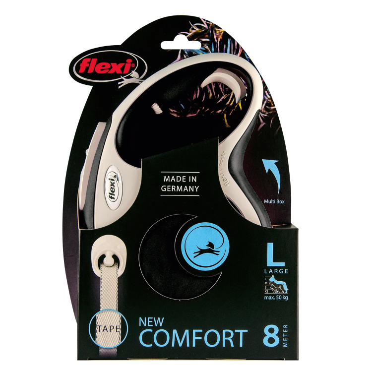 FLEXI New Line Comfort L Рулетка лента 8м/до 50кг серый/черный