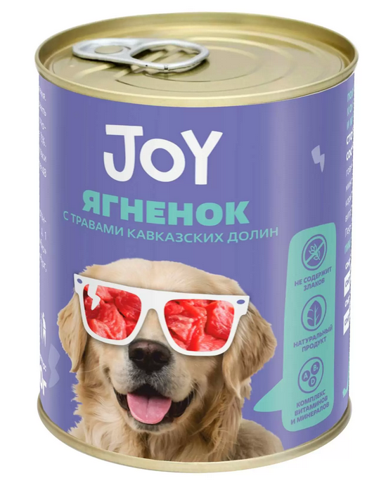 Joy (Джой) Консервы беззерновые для собак с ягненком 340 г