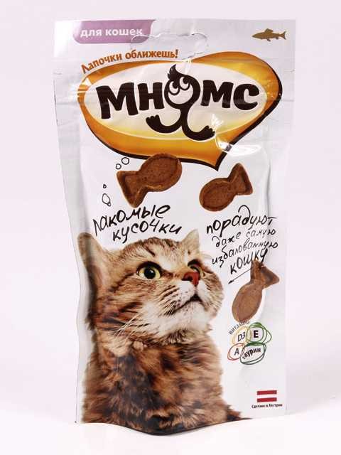 Мнямс - Лакомые кусочки для кошек в форме рыбок с Лососем