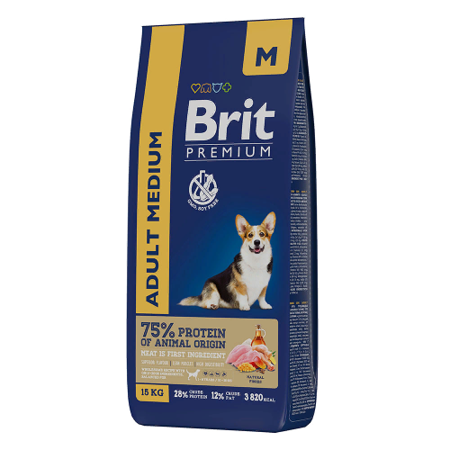 Brit Premium (Брит Премиум) Сухой корм для взрослых собак средних пород с курицей 15 кг