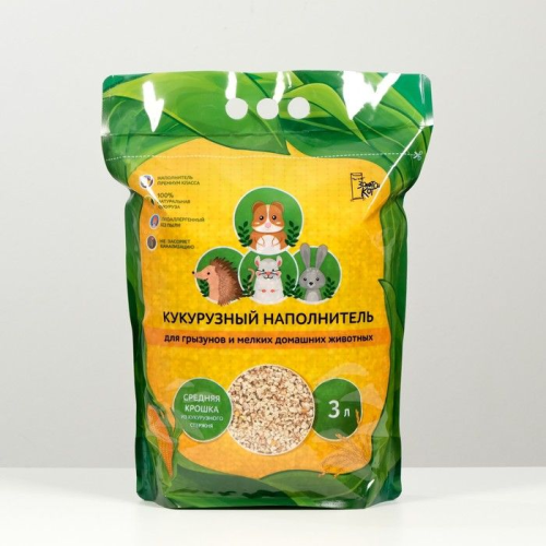 Золотой кот Наполнитель для грызунов и мелких животных кукурузный 1,5 кг 3 л