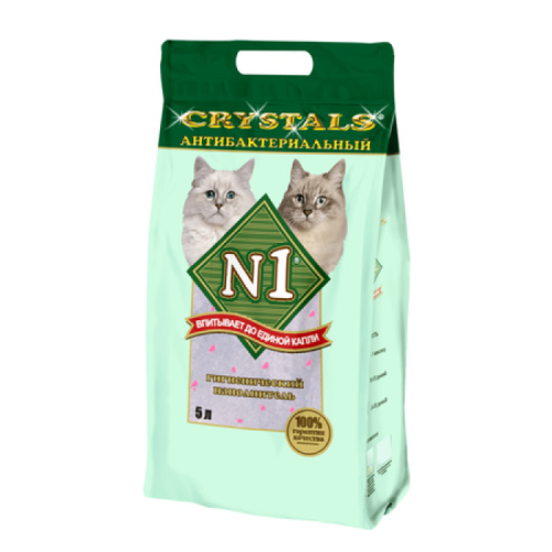 N1 Crystals Антибактериальный Наполнитель для кошачьего туалета силикагелевый зеленый 5 л