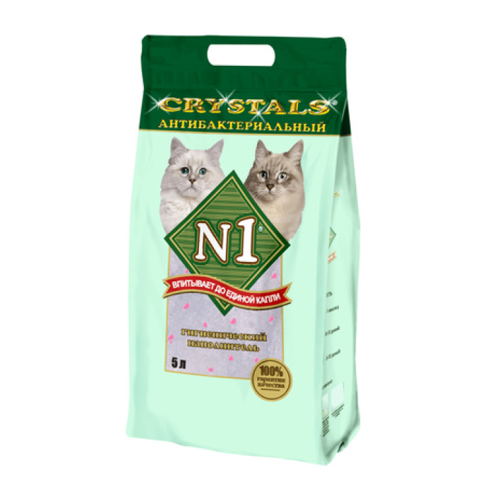 N1 Crystals Антибактериальный Наполнитель для кошачьего туалета силикагелевый зеленый 5 л