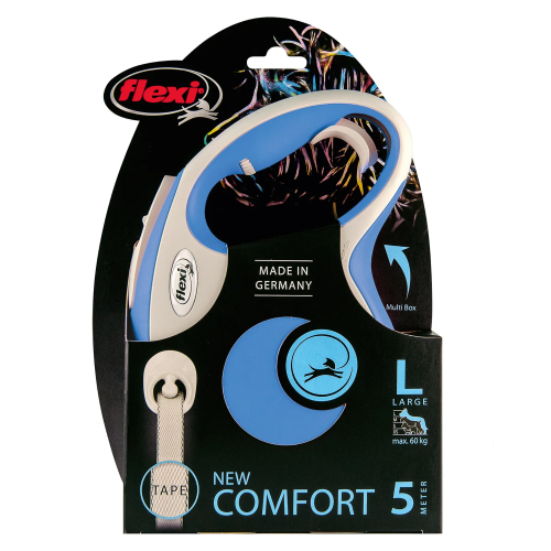 FLEXI New Line Comfort L Рулетка лента 8м/до 50кг серый/синий