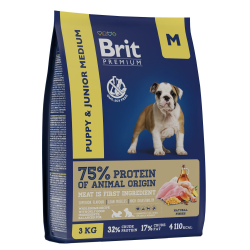 Brit Premium (Брит Премиум) Сухой корм для щенков средних пород с курицей 3 кг