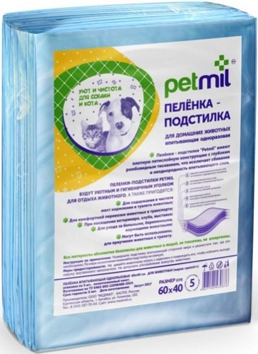 Petmil Пеленка-подстилка 60*40 5 шт