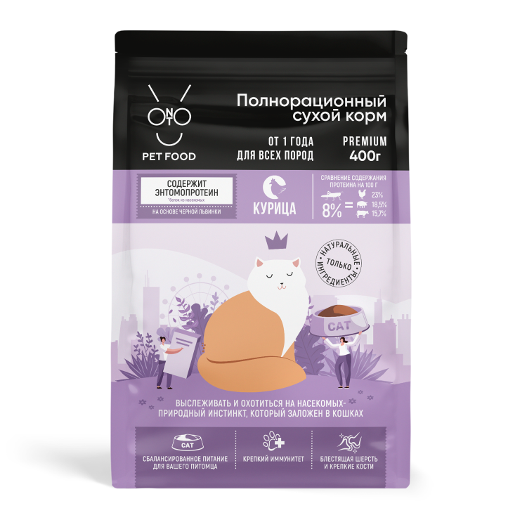 Onto Сухой корм для кошек Курица 400 гр