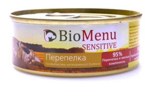 Bio menu (Био меню) Sensitive Консервы для кошек с чувствительным пищеварением с перепелкой в паштете 100 г