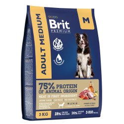 Brit Premium (Брит Премиум) Сухой корм для взрослых собак средних пород с индейкой и телятиной 3 кг