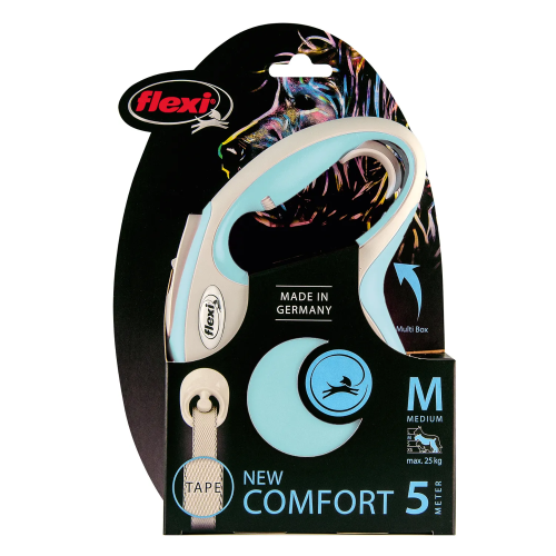 FLEXI New Line Comfort M Рулетка лента 5м/до 25кг серый/голубой