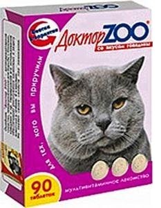 Доктор Зоо Лакомство витаминное для кошек со вкусом говядины 90 табл