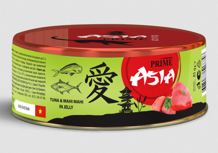 Prime Asia (Прайм Азия) Консервы для кошек с рыбой махи-махи в желе 85 г