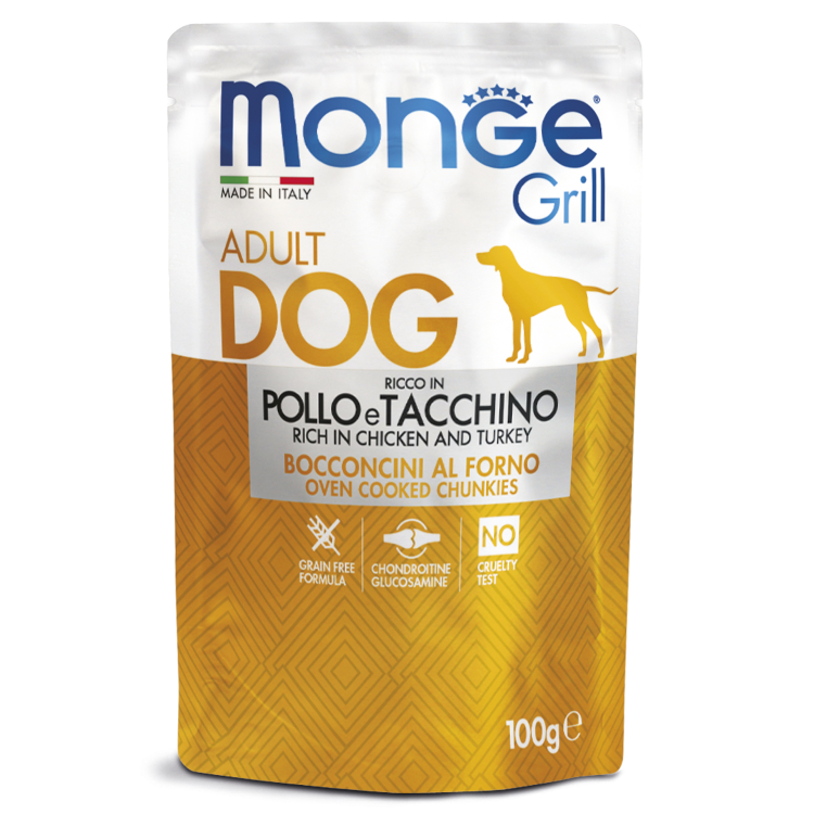 Monge (Монж) Dog Grill Pouch Пауч для взрослых собак с курицей и индейкой 100 г