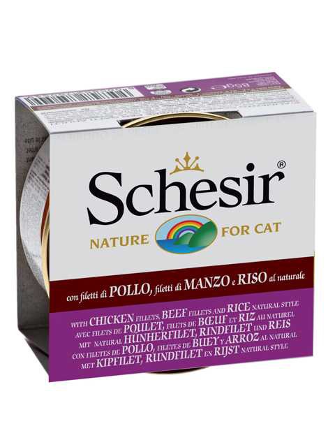 Schesir (Шезир) Pollo Manzo Riso - Корм для кошек с Куриным филе, Говяжьим филе и Рисом 85 гр