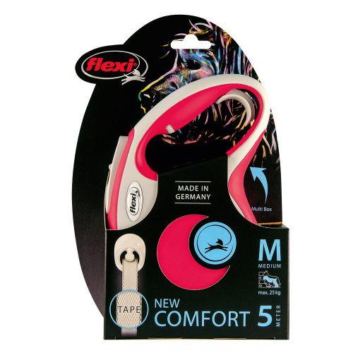 FLEXI New Line Comfort M Рулетка лента 5м/до 25кг серый/красный