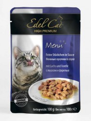 Edel Cat (Эдель Кэт) - Корм для кошек Кусочки в соусе с Лососем и Форелью (Пауч)