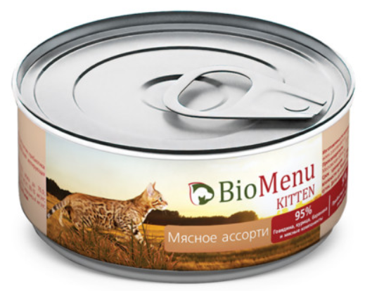Bio menu (Био меню) Kitten Консервы для котят мясное ассорти в паштете 100 г