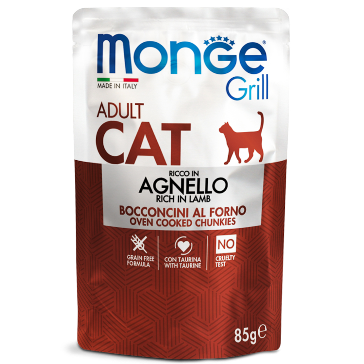 Monge (Монж) Cat Grill Pouch Пауч для взрослых кошек с ягненком 85 г