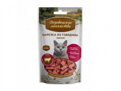Деревенские лакомства для кошек Нарезка из говядины нежная 45 г