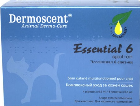 Essential (Эссеншиал) 6 Spot-on Капли на холку для кошек 4 пипетки