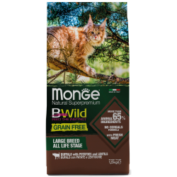 MONGE (Монж) Cat BWild GRAIN FREE Корм беззерновой из мяса буйвола д/крупных кошек всех возрастов 1,5 кг