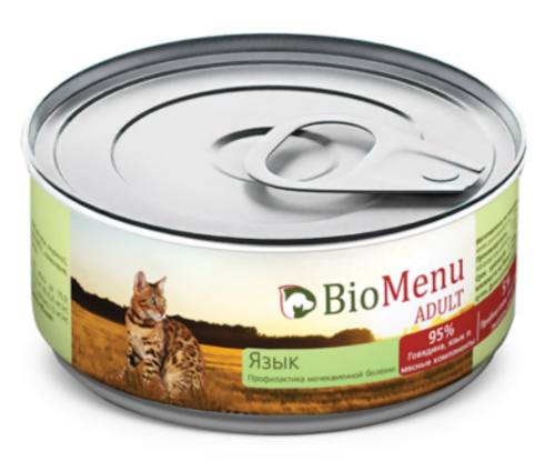 Bio menu (Био меню) Adult Консервы для взрослых кошек с языком в паштете 100 г