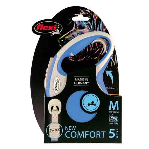 FLEXI New Line Comfort M Рулетка лента 5м/до 25кг серый/синий