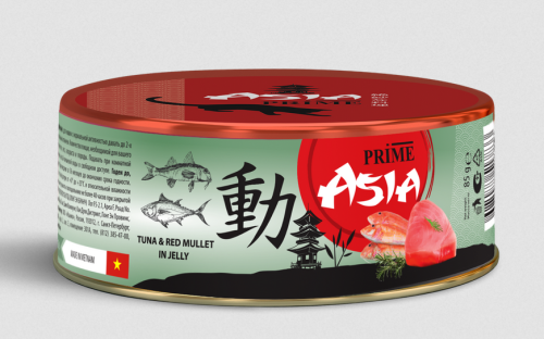 Prime Asia (Прайм Азия) Консервы для кошек с тунцом и красной кефалью в желе 85 г