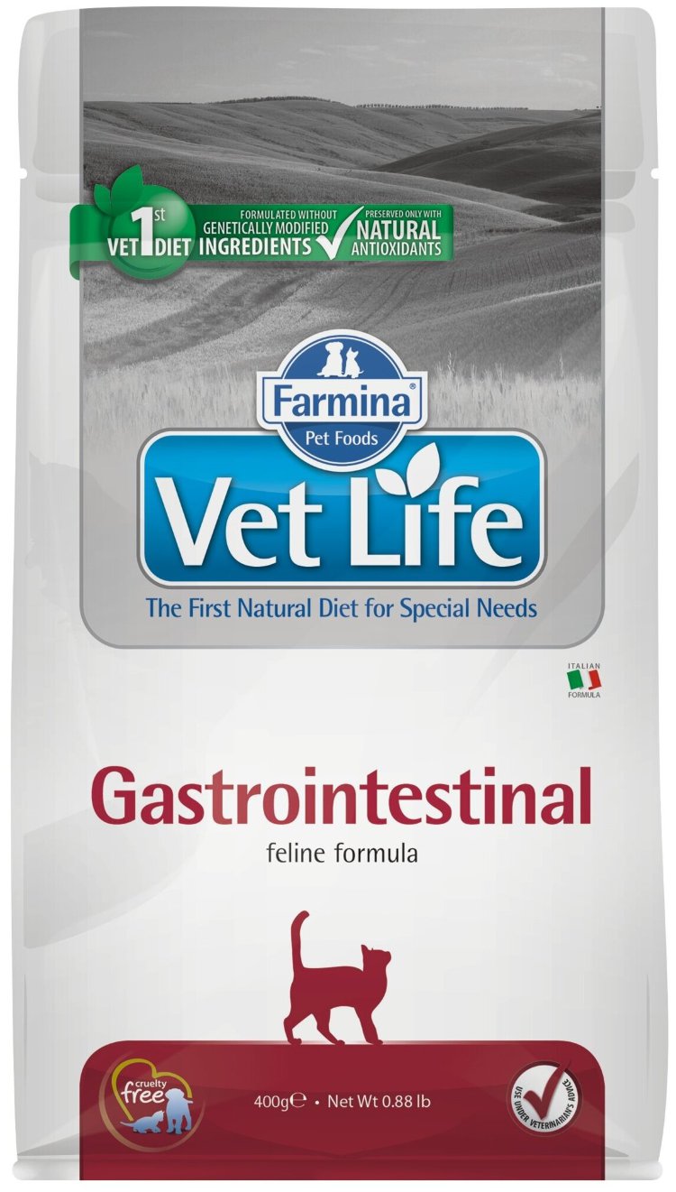 Farmina Vet Life (Фармина Вет Лайф) Gastrointestinal Сухой лечебный корм для кошек при заболеваниях ЖКТ 400 г