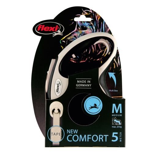 FLEXI New Line Comfort M Рулетка лента 5м/до 25кг серый/черный