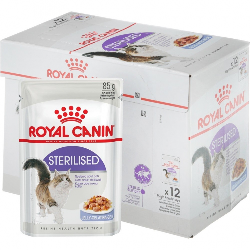 Royal Canin для стерилизованных кошек. Паучи Роял Канин для кошек Sterilised. Royal Canin для кошек Стерилайзд желе. Корм Роял Канин для стерилизованных кошек с 1. Желе для стерилизованных кошек