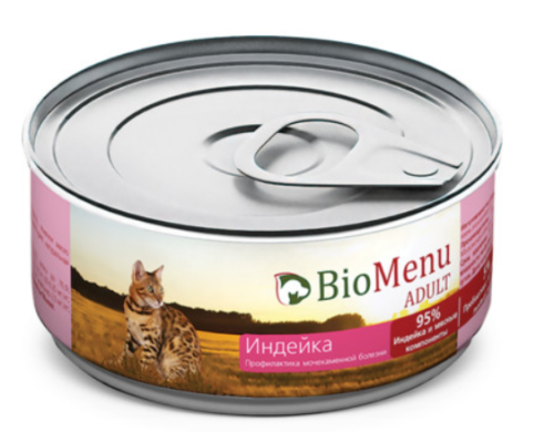 Bio menu (Био меню) Adult Консервы для взрослых кошек с индейкой в паштете 100 г