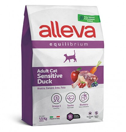 Alleva Equilibrium (Аллева Эквилибриум) Sensitive Сухой корм для взрослых кошек с чувствительным пищеварением с уткой 1,5 кг