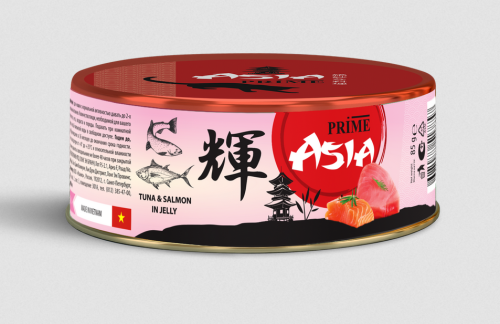 Prime Asia (Прайм Азия) Консервы для кошек с тунцом и лососем в желе 85 г