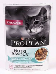 Pro Plan (ПроПлан) Delicate Nutri Savor - Корм для взрослых кошек с Океанической рыбой Кусочки в соусе (Пауч) 85 г