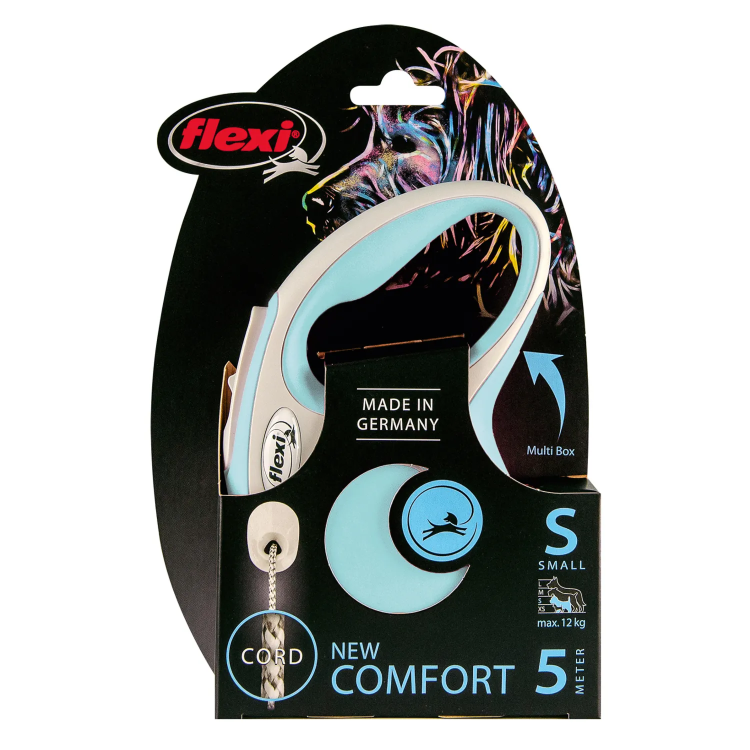 FLEXI New Line Comfort S Рулетка трос 5м/до 12кг серый/голубой