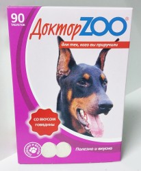 Доктор Зоо Лакомство витаминное для собак со вкусом говядины 90 табл