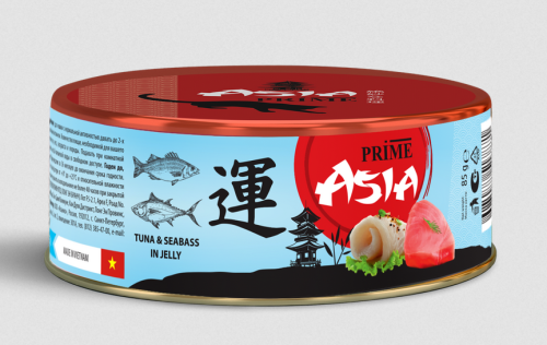 Prime Asia (Прайм Азия) Консервы для кошек с тунцом и сибасом в желе 85 г