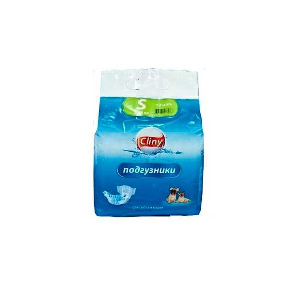 Cliny Подгузники для собак и кошек весом от 3 до 6 кг размер S 10 шт