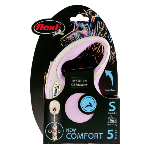 FLEXI New Line Comfort S Рулетка трос 5м/до 12кг серый/розовый