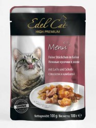 Edel Cat (Эдель Кэт) - Корм для кошек Кусочки в желе с Лососем и Камбалой (Пауч)