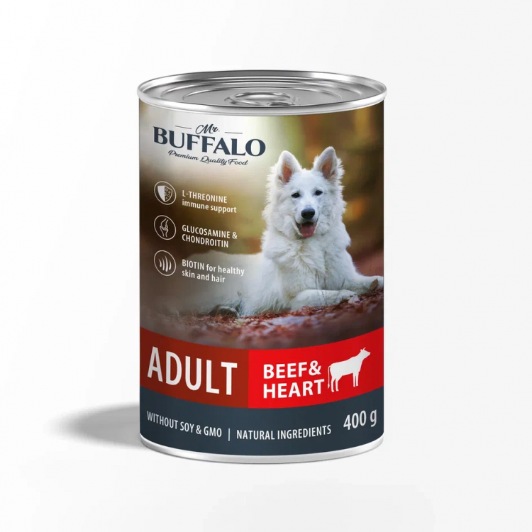 BUFFALO (Буффало) Adult Консервы д/собак Говядина и сердце 400г