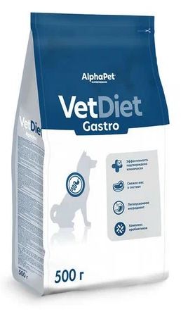 AlphaPet VetDiet Gastro Сухой корм для взрослых собак при острых расстройствах пищеварения 500 г