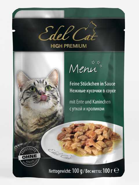 Edel Cat (Эдель Кэт) - Корм для кошек Кусочки в соусе с Уткой и Кроликом (Пауч)