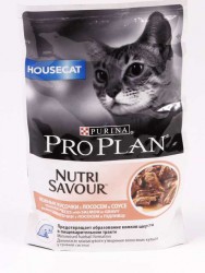 Pro Plan (ПроПлан) Nutri Savour Housecat - Корм для домашних кошек с Лососем (Пауч) 85 г