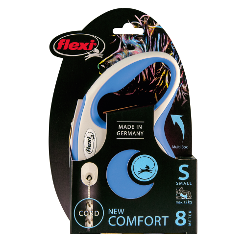 FLEXI New Line Comfort S Рулетка трос 8м/до 12кг серый/голубой