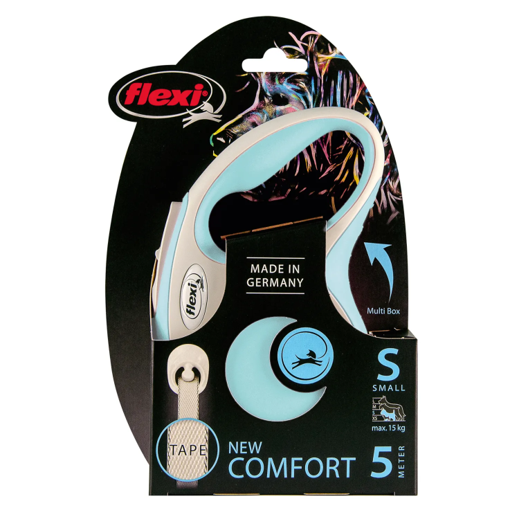 FLEXI New Line Comfort S Рулетка лента 5м/до 15кг серый/голубой