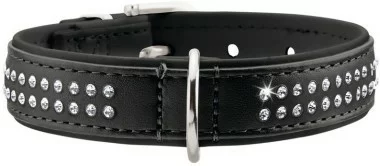 Hunter Ошейник д/собак Modern Deluxe 35 (24-30 см см) кожзам 2 ряда страз черный